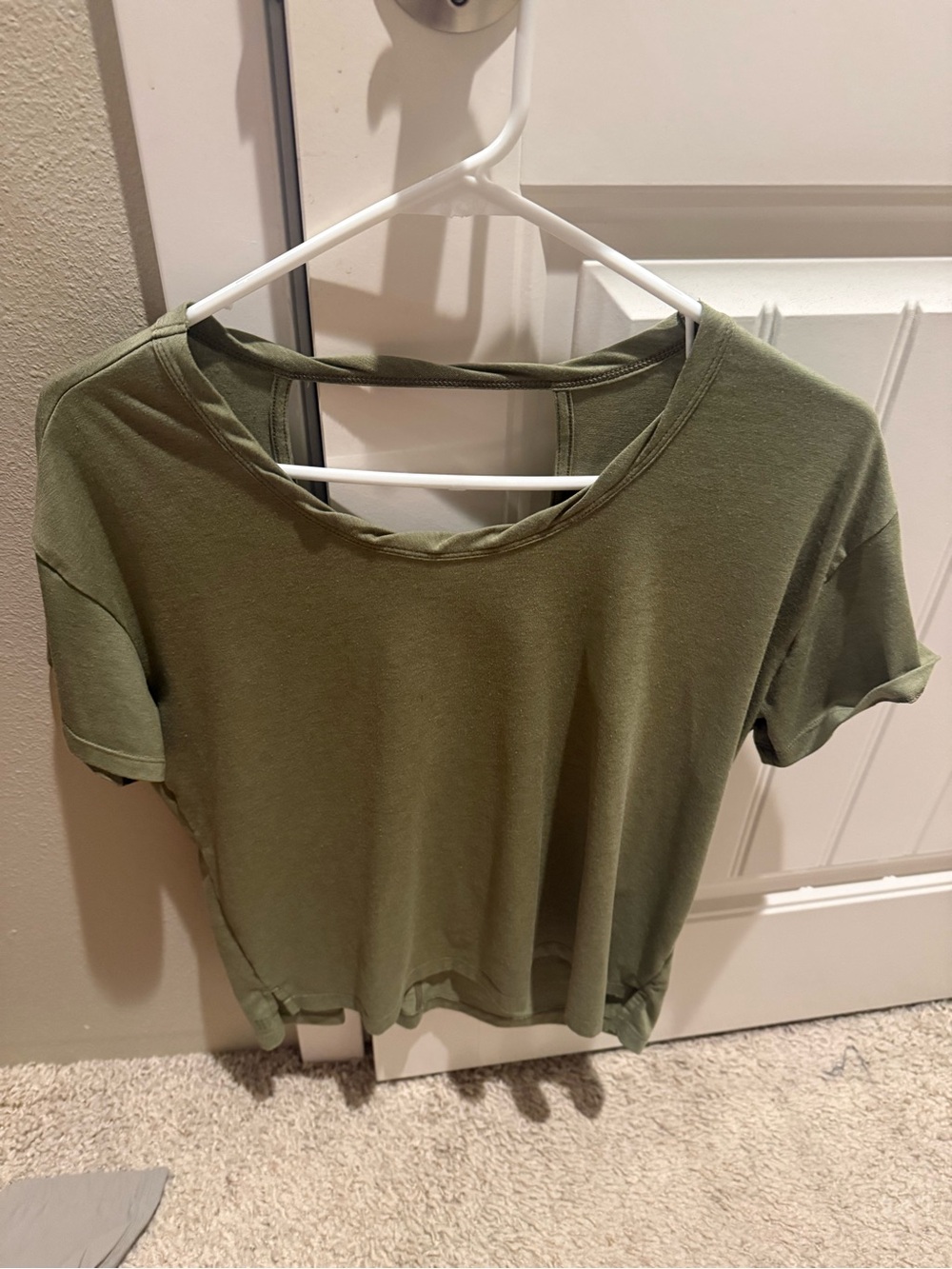 Title Nine chartreuse open back Crew Tee